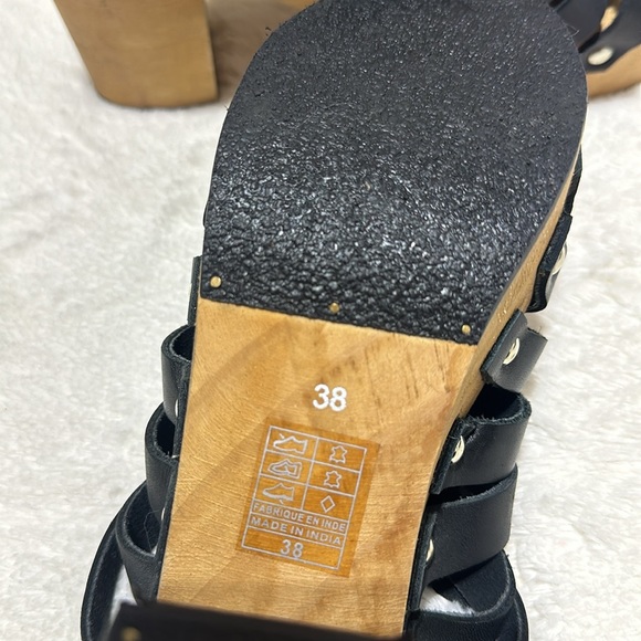 Free People | size 7.5 | black woven wooden clogs - Picture 9 of 9